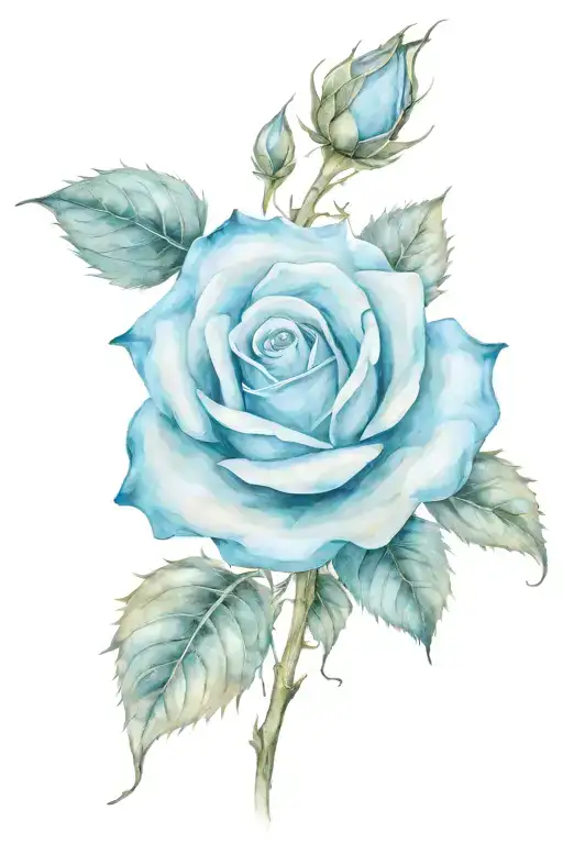 Blue Rose With Cursive Name Stem Rose