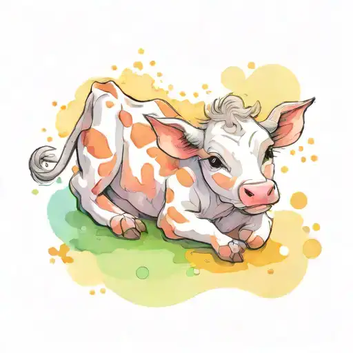 Baby Cartoon Cow Laying Down