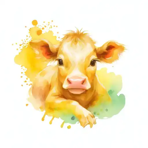 Cute Baby Cow Sitting