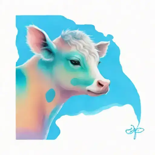 Cute Baby Cow Sitting