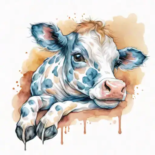 Cute Baby Cow Sitting