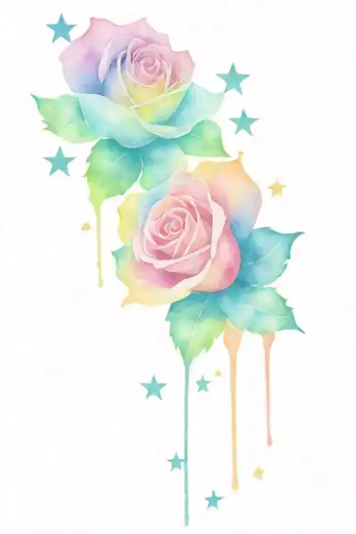 Stars Shining And Roses And Rainbow