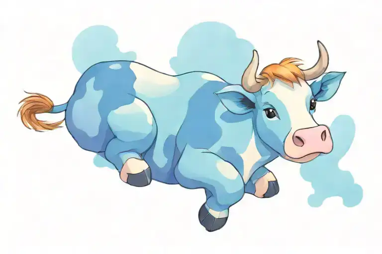 Cute Cartoon Cow Sitting