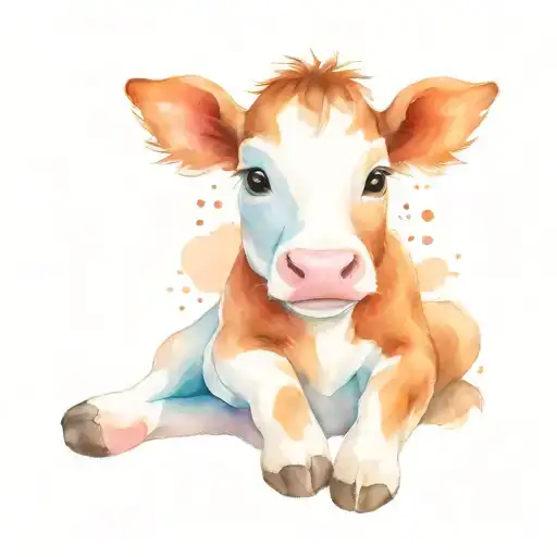 Cute Baby Cow Sitting