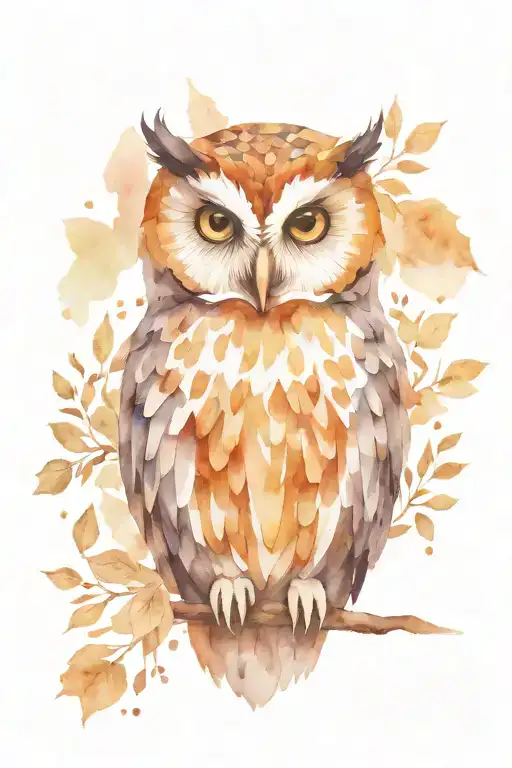 Watercolor Owl Greek Antique