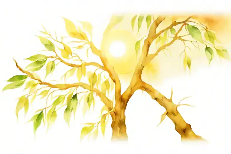 Willow Tree With The Sun Shining Behind It