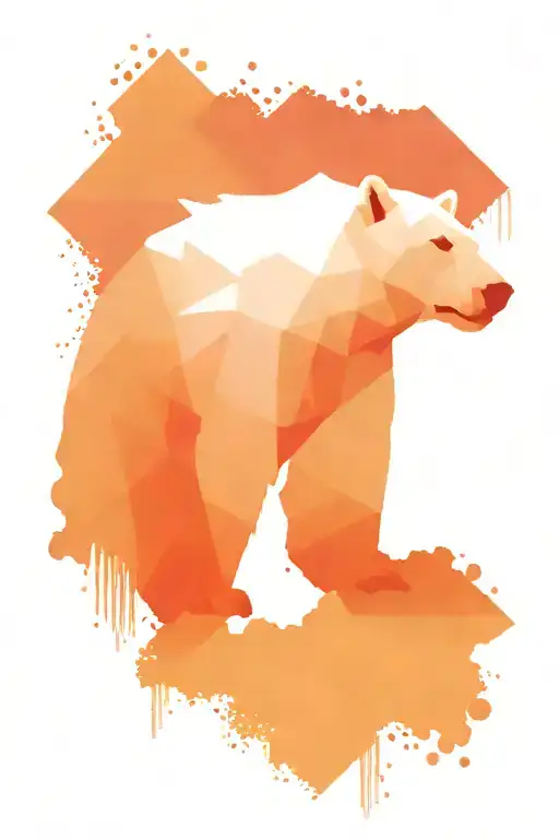 Geometric Design With A Polar Bear Face And Incorporating A Lake And Mountains