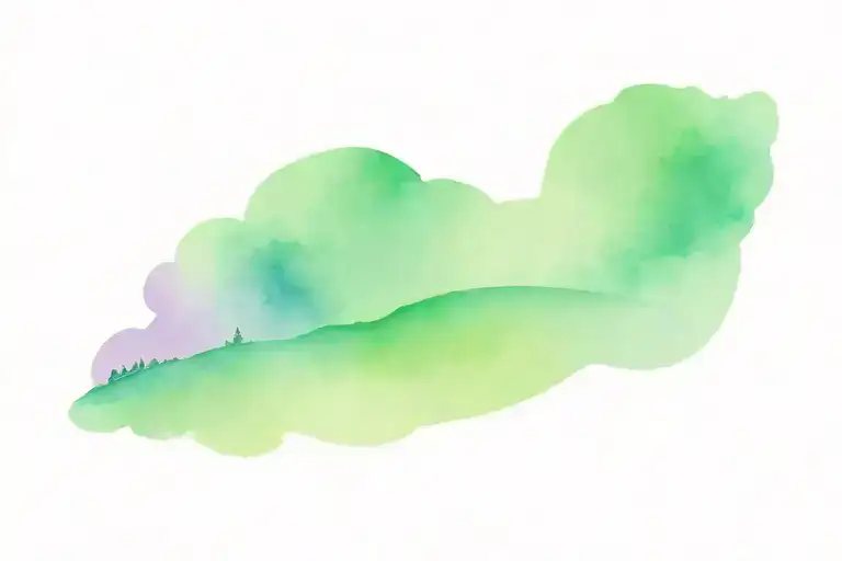 Sun Purple Sky And Green Hill