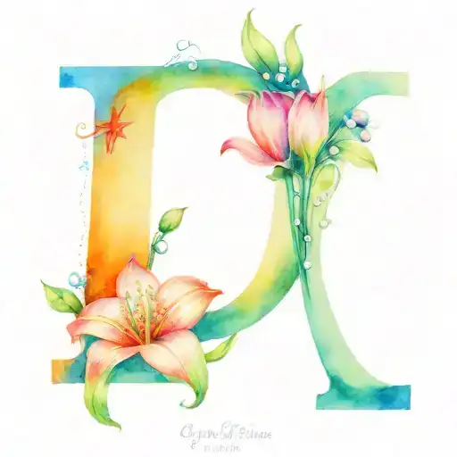 Letter E With One Cosmos Flower And One Lily Of The Valley Flower