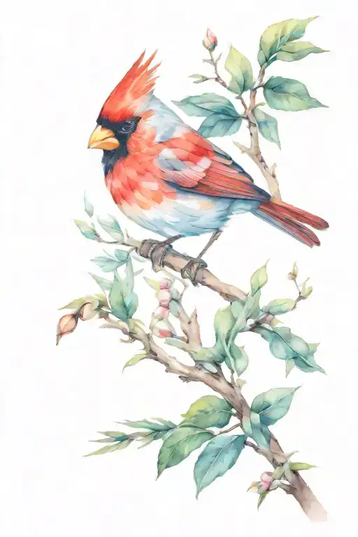 Cardenal Bird Looking Through Telescoop