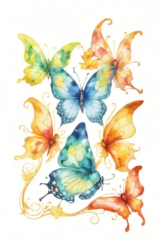 2 Colourful Butterflies With Stain Glass Window Wings