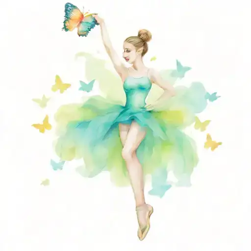 Dancer Holding A Book Surrounded By Butterflies With Tutu In The Colors Of The Italian Flag
