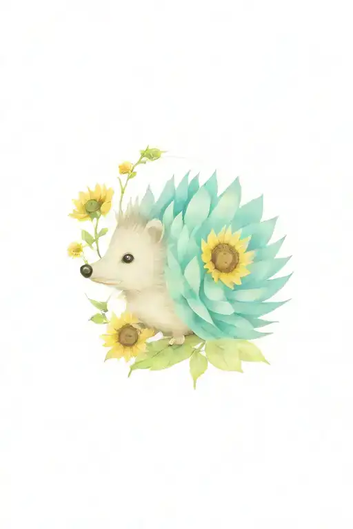 Hedgehog And Sunflower Growing