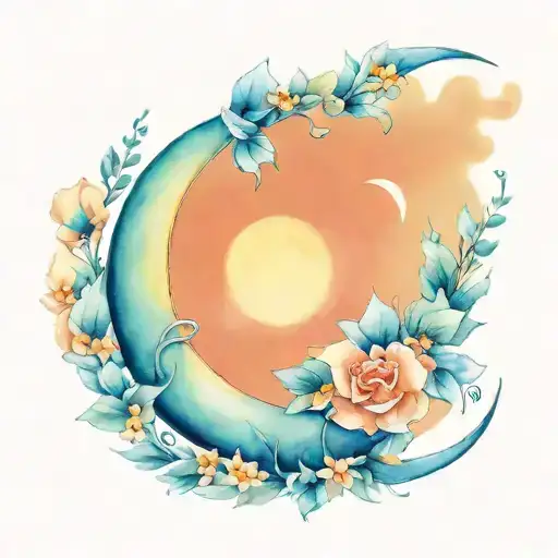 Crescent Moon With Horseshoe Hanging Pendant