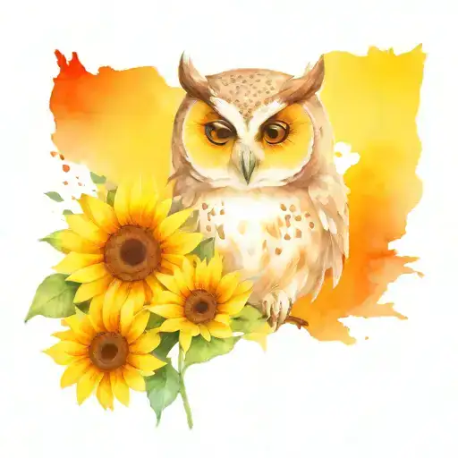 Owl And Sunflower