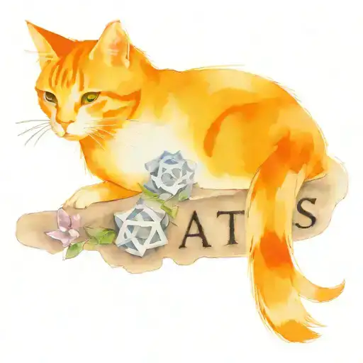 Orange Cat Dead With Doves And Tombstone