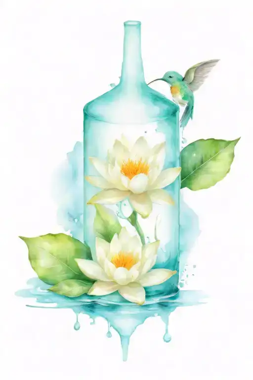 Water Lilly And Hourglass Hummingbird Sipping Nectar