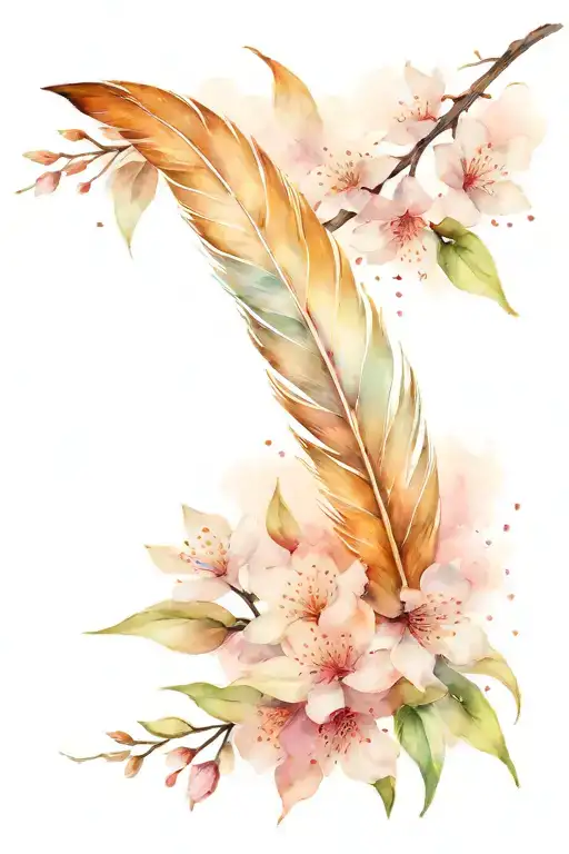 Feather And Cherryblossoms