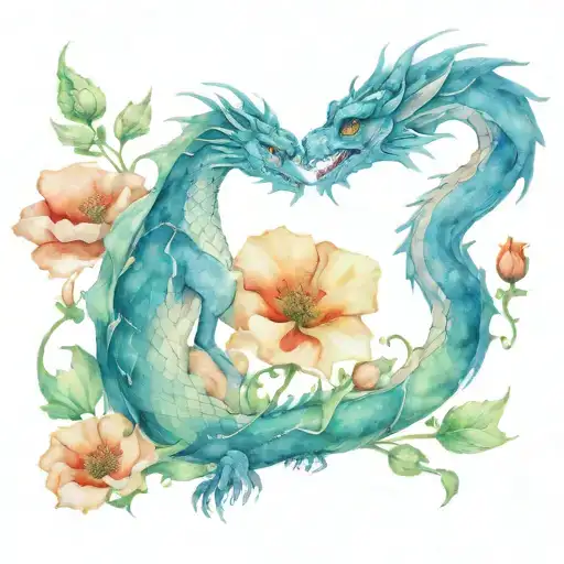 Dragon And Poppies Intertwined