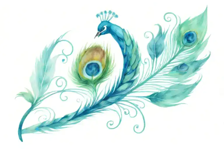 Flute And Peacock Feather Intertwined