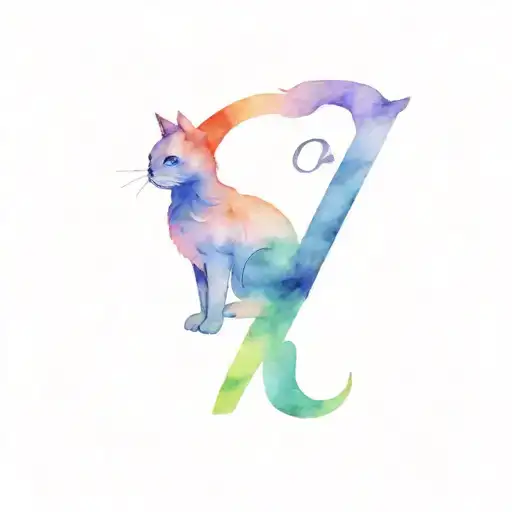 Letter R With A Cat Sitting
