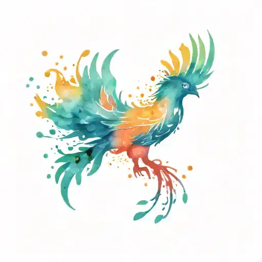 Phoenix Made Of Paint Splatter Colorful