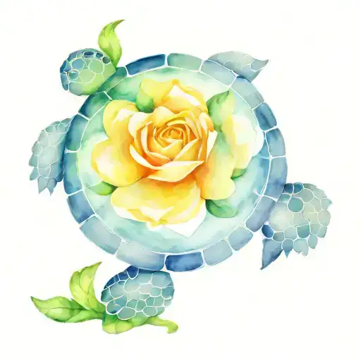 Turtle With Flower As It's Shell Friends