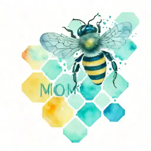 A Smaller Queen Bee On A Piece Of Detailed Honeycomb With The Word Mom In It Somewhere