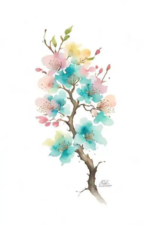 Calligraphy Cherry Blossom Tree