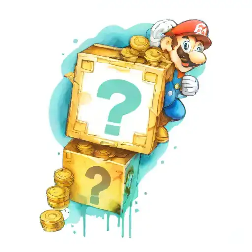 Super Mario Getting A Box With A Question Mark And Coins Coming Out Of The Box