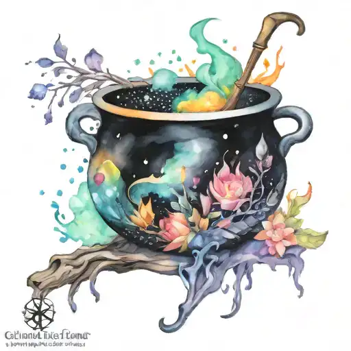 Cosmic Space Galaxy Overflowing Witch Cauldron Colorful