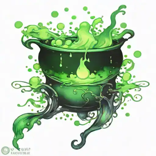 Overflowing Witch Cauldron Simple Green Bubbles Cosmic