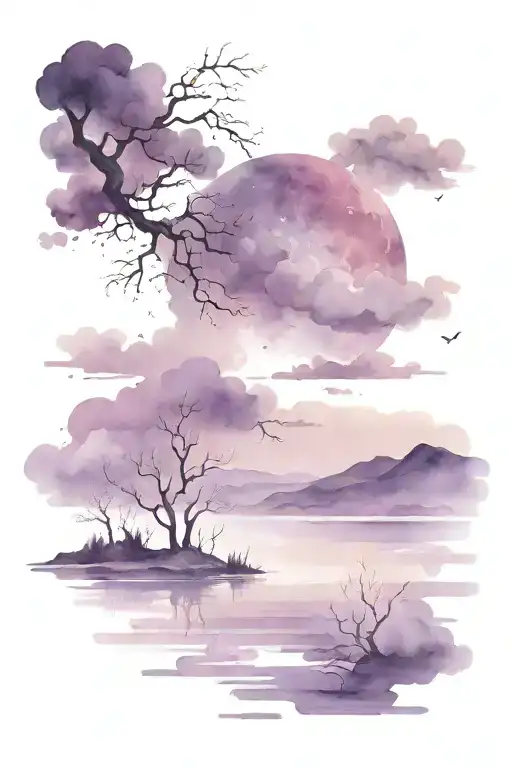 Dark Purple Ominous Clouds Surrounding A Moonlit Lake Showing The Number Thirteen