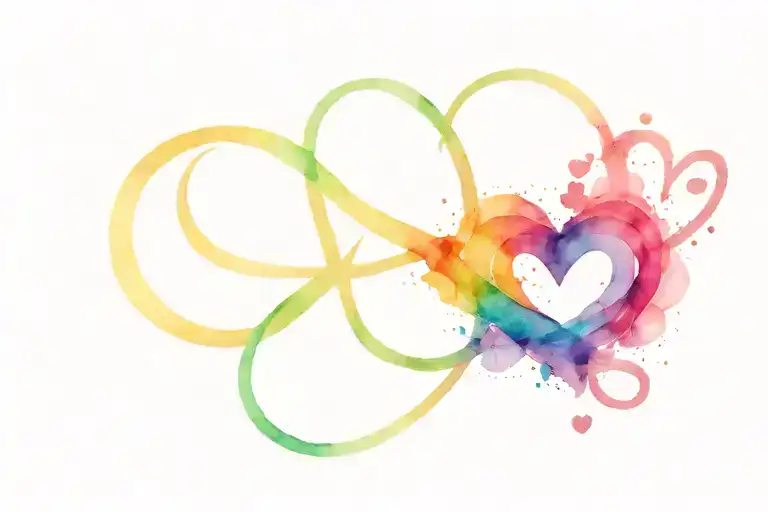 Infinity Symbol And 5 Hearts Intertwined