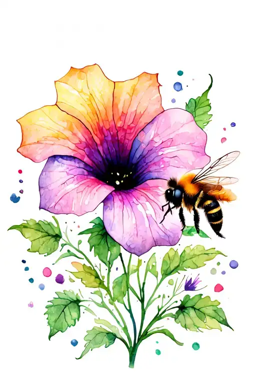 Cute Bee And Morning Glory Flower