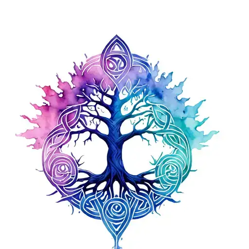 Tree Of Life Celtic Knots Combined Fine Lines