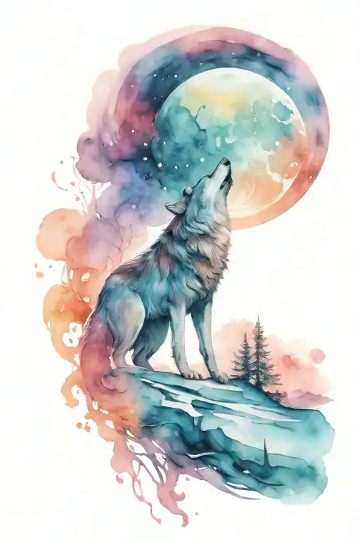 Mysterious Wolf Howling At The Moon