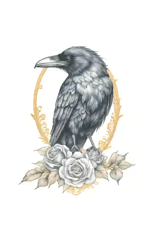 Raven Cameo With Roses And Lace