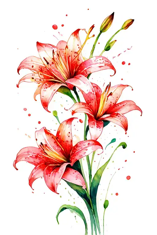 Red Water Splash Spider Lily Flowers