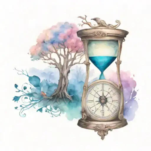 Family Tree Broken Hourglass With A Phoenix And A Compass