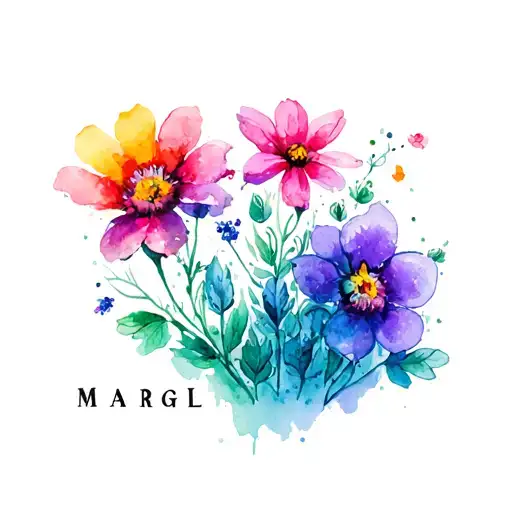 A Word Margel With A Colorful Design Of Flowers Growing