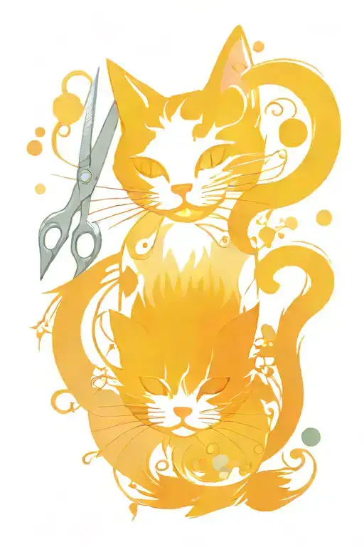 Scissors Cat Dog Surrounded By Vibrant