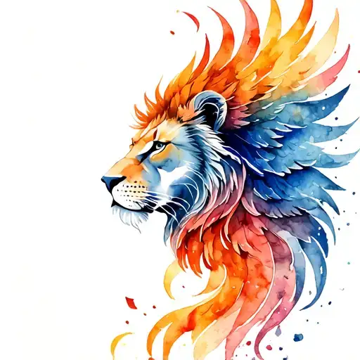Half Lion Half Phoenix Rising