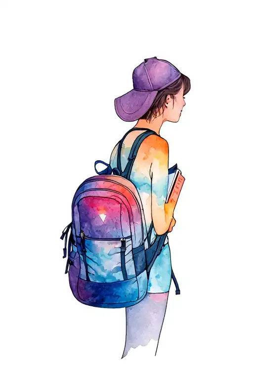 Hiking Backpack With A Book On Psychology