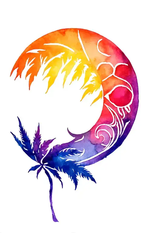 Motorcycle Palm Sun Moon Chest Top Transition Maori