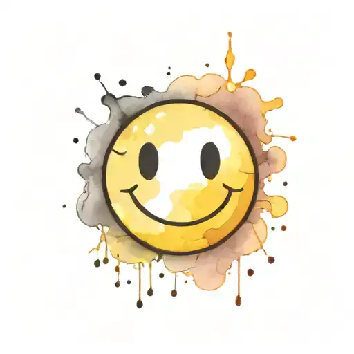 Yellow Smiley Face With Black Outline Tattoo Minimalist