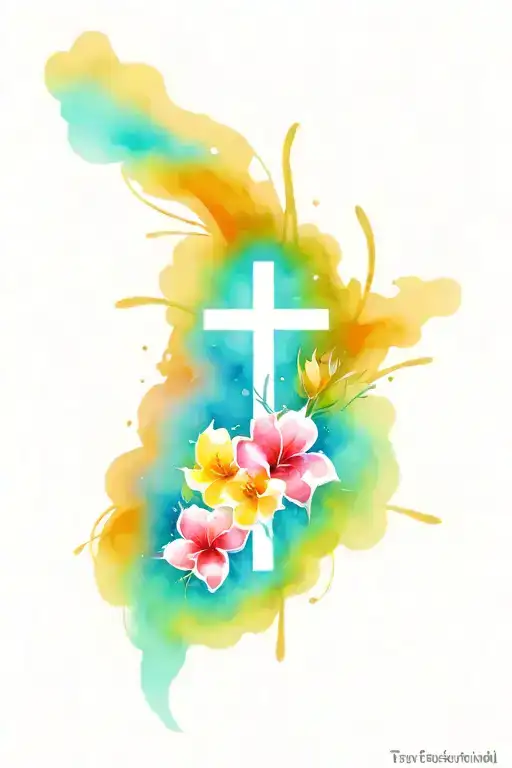 Christian Cross With Flowers