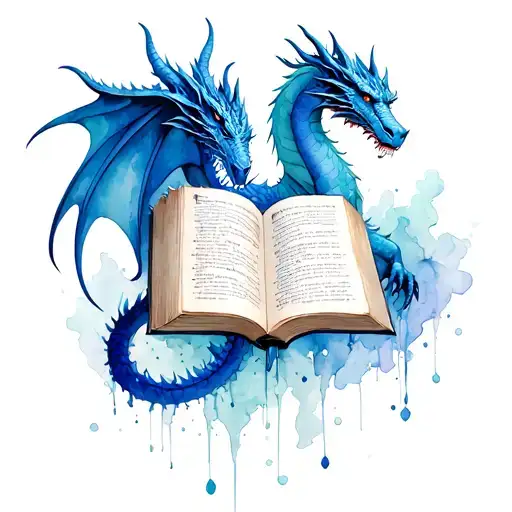 Fantasy Book Surrounded By Dragon