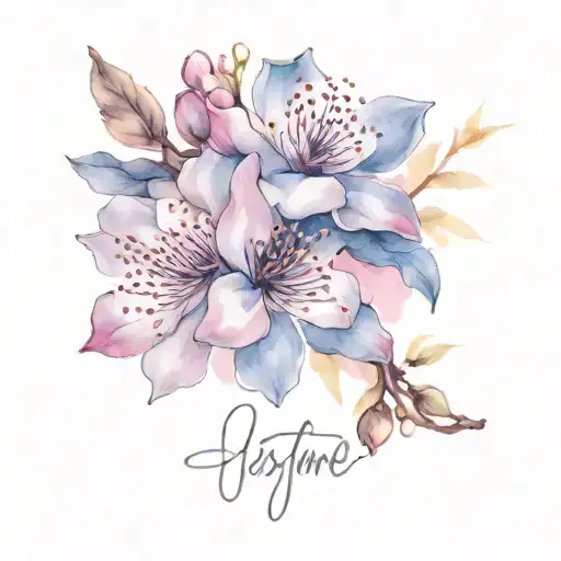 Always Forever In Astino Script Font With A Singel Cherry Blossom Flower
