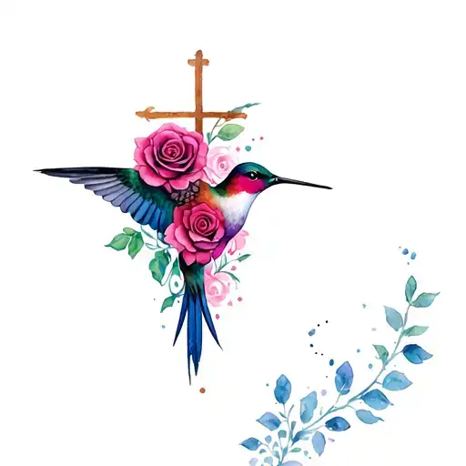 Roses Cross Hummingbird Hovering